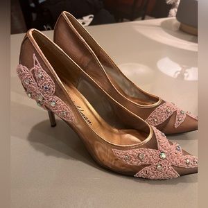 Beverly Feldman Crystal Mesh Heels Size 10 | Rhinestone Beaded Evening Cocktail